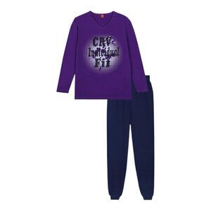 Mens Long Sleeve Cotton Pajamas Set Warm PJS Size M Nightwear, Purple CRV Indi..